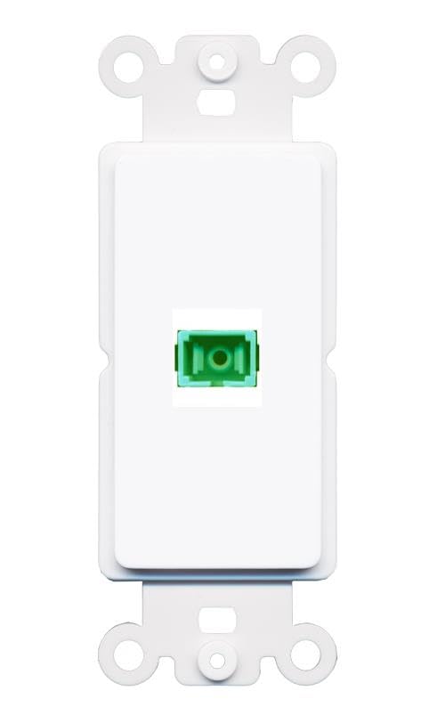 RiteAV 1 Port Fiber Optic Coupler Jack SC Simplex Singlemode APC Wall Plate - Rocker White