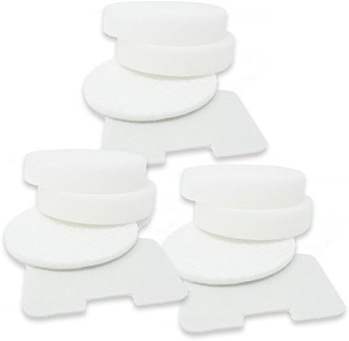 Three sets of Maximal Power replacement foam and felt filters for Shark Navigator vacuums.