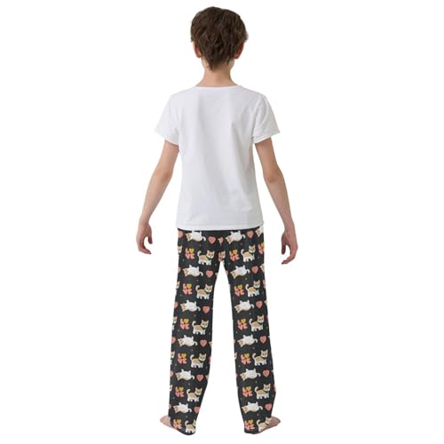 Corgi Love Boys Long Pants Soft Trousers Elastic Waist Kids Lounge Bottoms with Pockets S-XL3