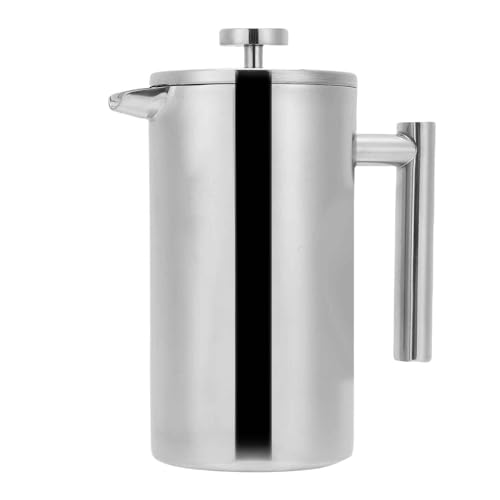 Enfmay 350ml French Press Coffee Maker, 304 Stainless Steel Double Wall Insulated Coffee Maker Pot, Triple Filtration System for Optimal Brew, Ideal for Home, Office, Camping (Sliver, 34 oz)