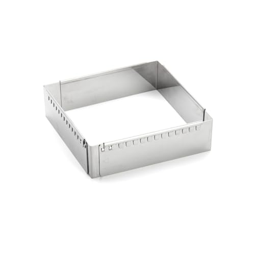 De Buyer - Cadre à entremets carré extensible en inox - 16 x 16 x 5 cm (max 30 x 30 x 5cm) -, Gris