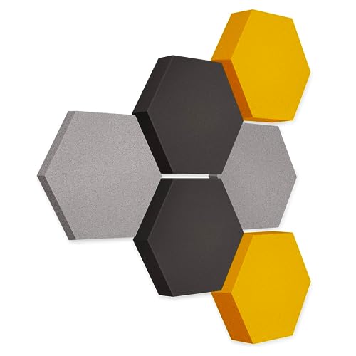 platino24 Akustikpaneele 6 Elemente Edition LOFT 3D I Ø 300mm Akustikplatten Schalldämmung Wand & Decke I Akustikschaum Schall-Absorber aus Basotect 30-70mm mit farbiger Akustikbeschichtung