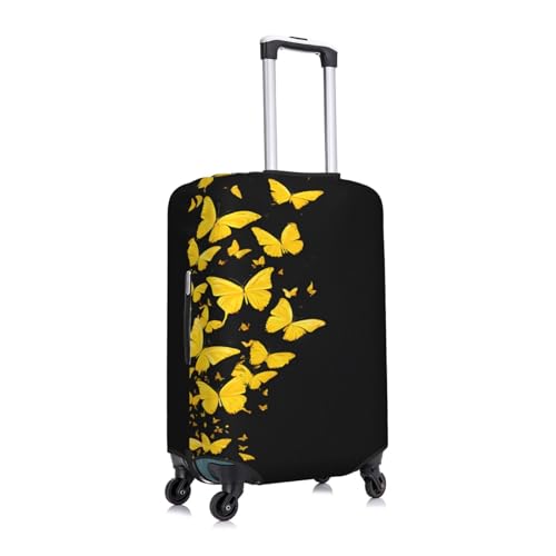 Luggage Covers For Suitcase Gold White Butterfly Black Print Suitcase Cover Elastic Luggage Covers Suitcase Protector 18-32 Inch3