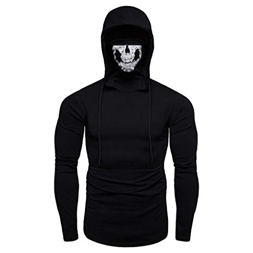 YiMiny Halloween Sweatshirt Herren Sale Herbst und Winter 2019 Schädel Maske Kapuzenpullover Herren übergrößen Freizeit Pullover Herren Slim Fit Schwarz Mäntel Herren Mit Kapuze(Schwarz,3XL) Cover