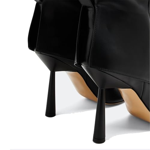Image of Goolita Fold Over Boots For Women, Pointed Toe Stiletto Heel Knee High Boots Fashion Comfortable Slip On Tall Boots
