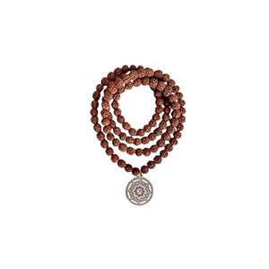 Naturally Grown Himalayan Rudraksha. 5 face108 rudraksha Bead with OM Pedant. No Chemical, No Wax, No Color. Great for Puja Yoga Meditation