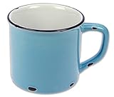 ✓ 500 ml Fassungsvermögen Tony Brown Kaffeebecher Emaille-Optik Tassen Becher Kaffeetasse Teetasse Keramiktasse 500ml (Hellblau, 1er)