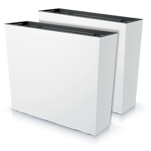 imj-global - 2 vasi per piante da esterno interno moderni, fioriere da esterno grandi 77x23,5x68,7cm (100 litri) con inserto da 27 litri, vaso in plastica resistente alle intemperie (bianco)