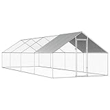 vidaXL Jaula Gallinero de Exterior de Acero Galvanizado 2.75x8x1.92m Aves Corral Habitáculos Animales Pequeños Sistema Cierre con Cerradura Paredes Malla