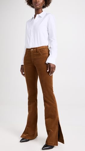 Image of JOE'S JEANS Women's The Frankie Bootcut Wide Hem with Slit Pants, Roasted Pecan, Brown, 29