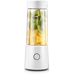 Motor Electrico De Licuadora Maizoon Batidora de jugo portátil Mini batidora de frutas eléctrica para el hogar Batidos y batidos Taza Potente motor 1500mah 4 cuchillas Carga USB para viajes en casa Oficina 300ml / 10oz Blanco