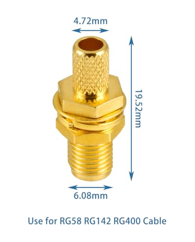 10 PCS Conectores SMA Hembra para Cable Coaxial RG58 RG400 miniatura 7