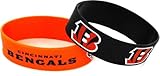 NFL Cincinnati Bengals Silicone Rubber Bracelet Set, 2-Pack