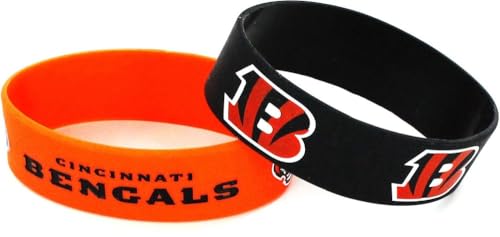 NFL Cincinnati Bengals Silicone Rubber Bracelet, 2-Pack