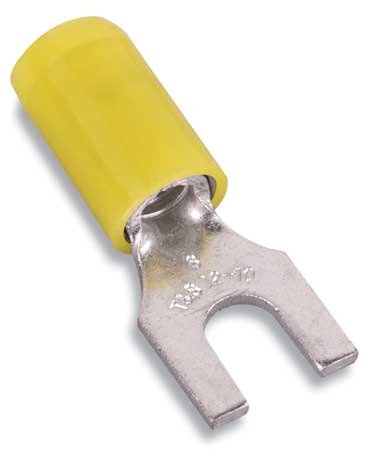 Fork Terminal, Std, 10 Stud, Yellow, PK50
