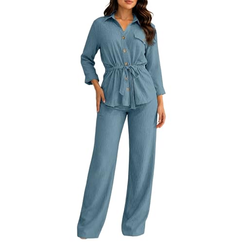 Traje de verano de dos piezas cómodo y ligero con pantalón de cintura elástica
