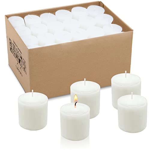 Image of Unscented White Votive Candles Bulk, 36 Packs Small 1.5 inch Wax Candles for Wedding, Party, Holiday & Home, 10 Hours Burning