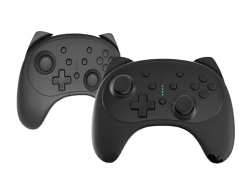 VoyageView漫画猫プラスチックゲームジョイスティックコントローラータイプCワイヤレスゲームコントローラーデュアルモーターNOFCスイッチコンソールAndroidゲームコントローラーモバイルTVボックスコンピューターPS4クリスマスギフトに最適 (黒