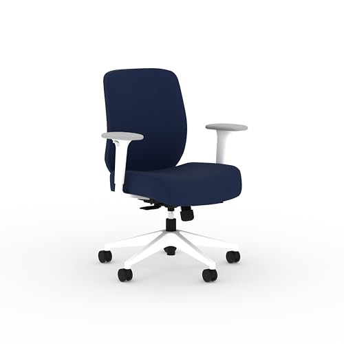 Image of HON Altern Ergonomic Fabric Office Chair, Low‑Back Desk Chair with Adjustable Arms, Seat Slide, Synchro‑Tilt, Rolling Computer Seat for Home Office, White Frame, Indigo