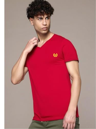 Image of Mack Jonney Regular Solid Cotton Blend V Neck T Shirt for Men