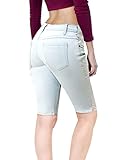 Hybrid & Company Womens Butt Lifting Mid Rise Denim Bermuda Shorts B22883 Lightwash 11