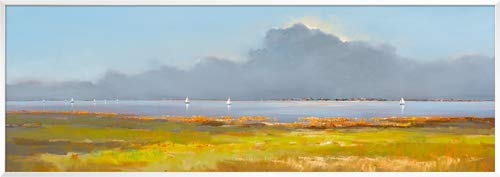 International Graphics - Framed art print - Jan, Groenhart - ''White Sails''- 96 x 34 cm - Frame Color: White - Series ATHOS