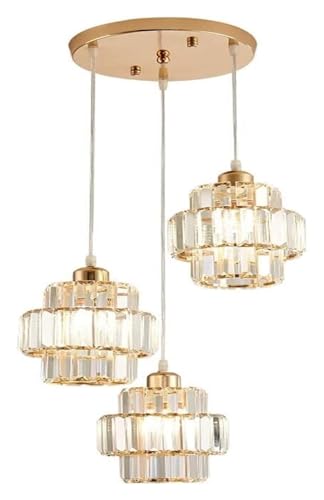 Lustre en cristal de luxe avec 3 suspensions pour salon et salle à manger