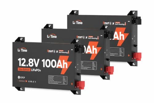 Image of Litime 12V 100Ah Slim Self-Heating LiFePO4 Battery for RV Solar Truck-3Pack
