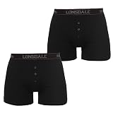 Lonsdale Herren Boxer Shorts Unterhose Unterwaesche 2 Paar Baumwollmischung Schwarz Large