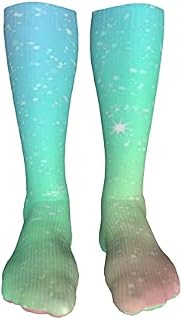 702 Unisex Work Socks Rainbow And Stars Athletic Socks Recycled Walking Socks Classic Running Socks For Camping Outdoor 50Cm
