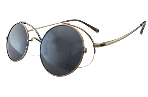 Circleperson Pure Titanium Glasses Polarized Flip up Sunglasses Vintage Small Round 47-21-142