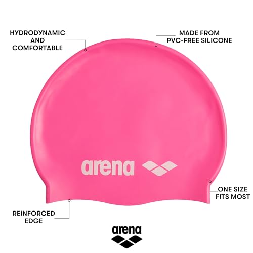 Image of Arena Classic Unisex Soft Silicone Swim Cap for Women and Men, Intensive Training Comfortable Non-Slip Long Hair Swimming Hat