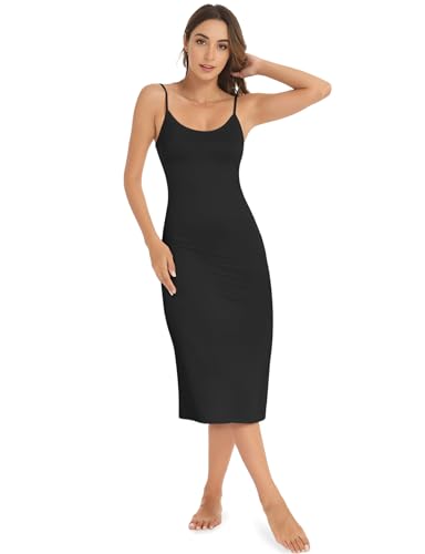 Image of Buauty Full Slip for Women under Dress Non Cling, Women's Lingerie Skirt Undergarments Spaghetti Strap Slip