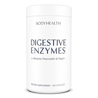 BodyHealth Digestive Enzymes Full Spectrum Digestive Support (180 caps), Betaine, Pepsin, Pancreatin BPP Loaded with Enzymes and Probiotics, Relief for Stomach Bloating, Heartburn, Gas, Constipation