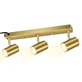 AUQUEE 3 Light Track Lighting Kit,Gold 3 Way Modern Plug in Ceiling Spotlight,Industrial LED Wall Light for Kitchen Cabinet Gallery Bar Hallway Living Room,Rocker Switch,15 Foot Cord(No Bulb)