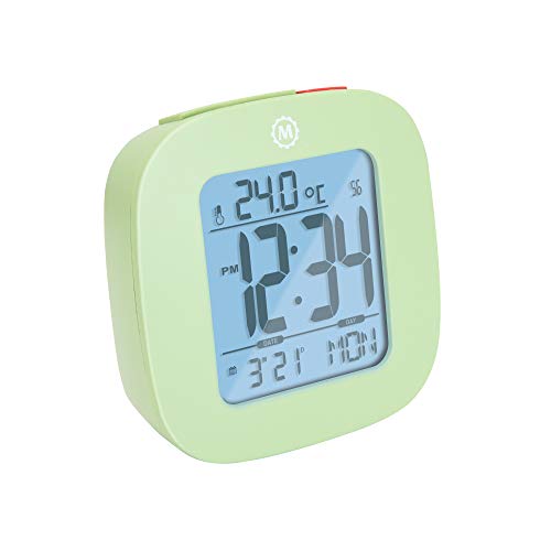 MARATHON Compact Alarm Clock with Temperature and Date (Pistachio Green)