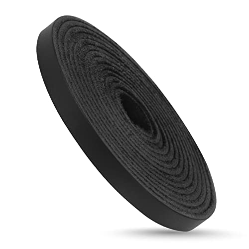 Ringsun 1/4 Inch Wide Flat Leather Strips for Crafts, Full Grain Leather Strap Cord String for Crafts, Tooling （2mm Thick 72.5 Inches Long Black ）