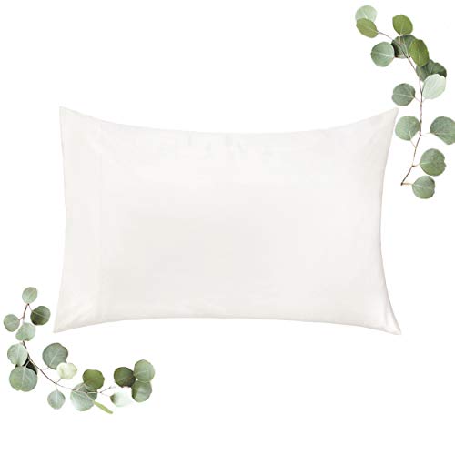 Wonder-Home Cooling Pillowcase for Hair Skin Deeper Sleep, Luxury Tencel + Bamboo Rayon, Silky Soft Beauty Pillow Case, Anti-Bacteria, Hypoallergenic, Natural Ivory, 20