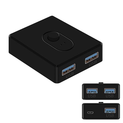 Conmutador USB 3.0, bidireccional 2 PC, conmutador 2 en 1 salida (1 en 2 salidas), conmutador KVM para PC, impresora, escáner, teclado, 2 ordenadores que comparten 1 dispositivo