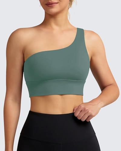 Image of Queenie Ke Womens One Shoulder Sports Bra Left Side Strap Yoga Bras Gym Training Workout Crop Tops