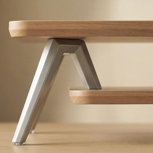 Image of Fenge Dual Monitor Stand, Monitor Stands Riser for 2 monitors, 42.5 Inch Wood Desk Shelf with Storage Organizer and Cable Management for Office Desk Accessories