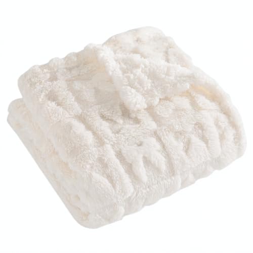 Belle Bow Blanket - Fleece Checkered Baby Blanket Ultra Soft Cozy for Girls Boys Fluffy Infant Toddler Newborn Gender Reveal for Crib Stroller 3040 (Cream 30x40 Bow)