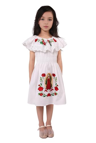 Pettigirl Girl Mexican Traditional Festival Dress Kids Toddler Vintage Embroidery Dominican Spanish White Clothes Outfit
