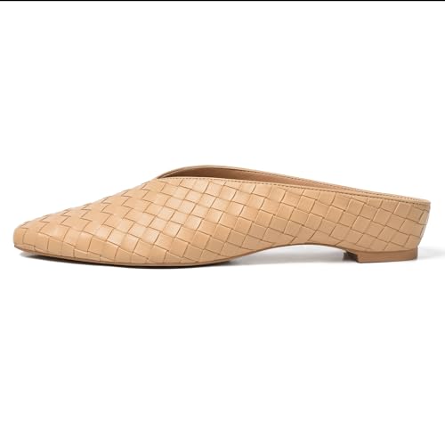 Image of Woven Mules for Women Slip on Comfortabke Metallic Slides Ladies Trendy Square Toe Hidden Wedge Mules
