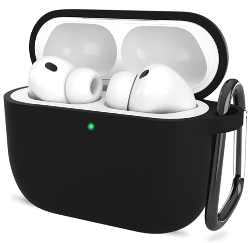 Image of New Soft Silicone Case Compatible with Apple AirPods Pro 3 Generation (2025) Protective Silicone 360 Full Protection Dust-Proof Shockproof Case Cover with Hook (Cover Only) (Black)