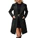 Wollmantel Damen Lang Mantel Elegant mit Reverskragen Zweireihig Vorne Offen Trenchcoat, Warm Wolle Übergangsmantel Herbst Wintermantel Dick Gefüttert Klassischem Outwear Langarm Wollmäntel, Schwarz