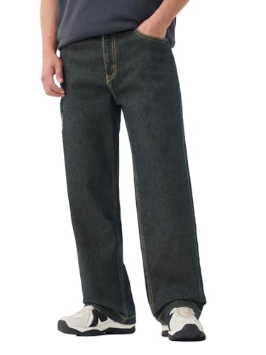 Image of The Souled Store Baggy-Fit Denim: Men and Boys Zip Fly Washed Cotton Spandex Lightweight Durable Everyday Streetwear Baggy Fit Jeans