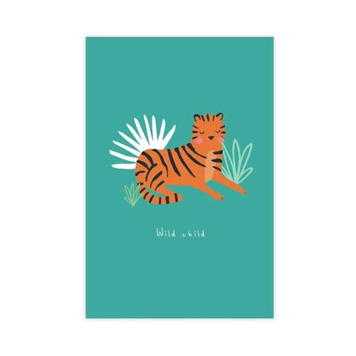 Leinwand-Poster, Motiv: Kleiner Tiger, Wildkind, Wandkunst, Dekor, Bild, Gemälde für Wohnzimmer, Schlafzimmer, Dekoration, 50 x 75 cm