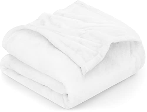 Utopia Bedding Fleece Blanket Full Size White 300GSM Luxury Fuzzy Soft Anti-Static Microfiber Bed Blanket (90x84 Inch)