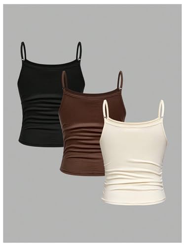 Image of SOLY HUX Girl's 3 Packs Spaghetti Strap Tank Top Cute Teen Tops | Girls Camisole, Shirts for Teen Girls, Cute Clothes for Girls 10-12
